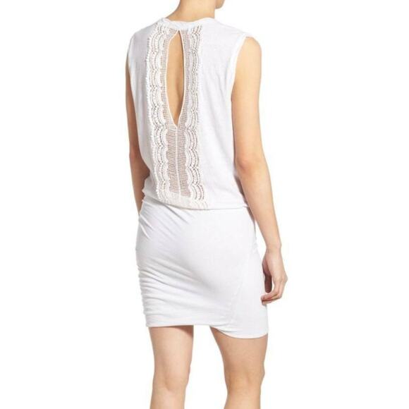 Pam & Gela Dress Women P XX Small White Crochet Open Back Mini Coastal - Picture 1 of 9